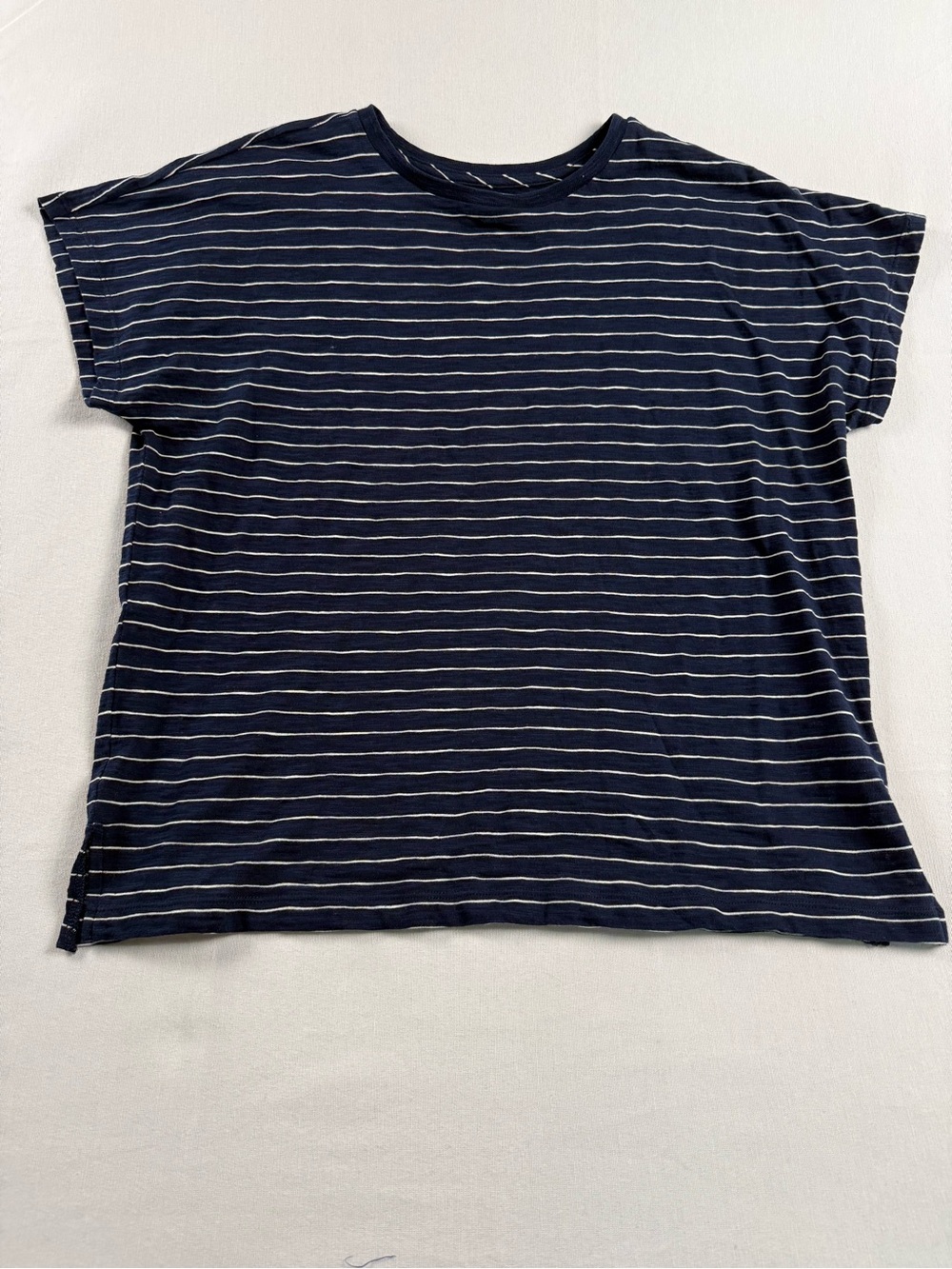 Madewell Navy and White Striped Short Sleeve Tee